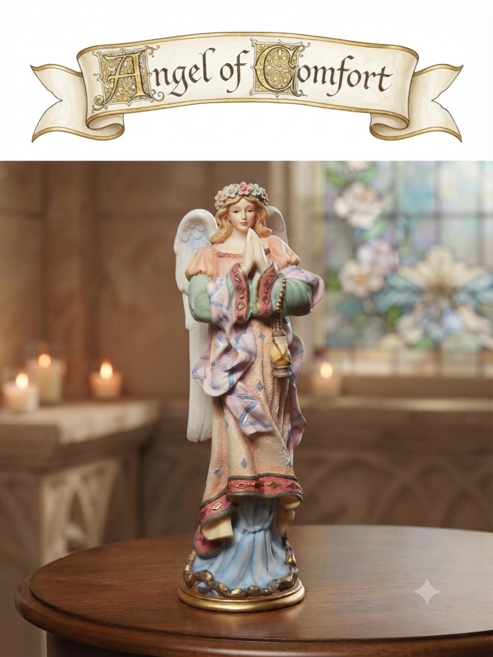 GANZ Angel of Comfort Figurine in Pastel Pink, Blue & Cream